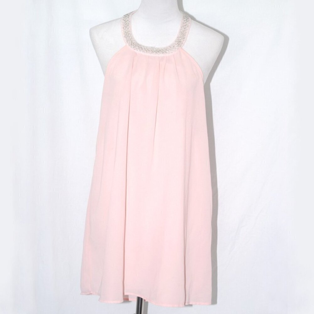 Baby Doll Mini Dress Pearl NecklineTobi Womens Small Top Pink Open Back
